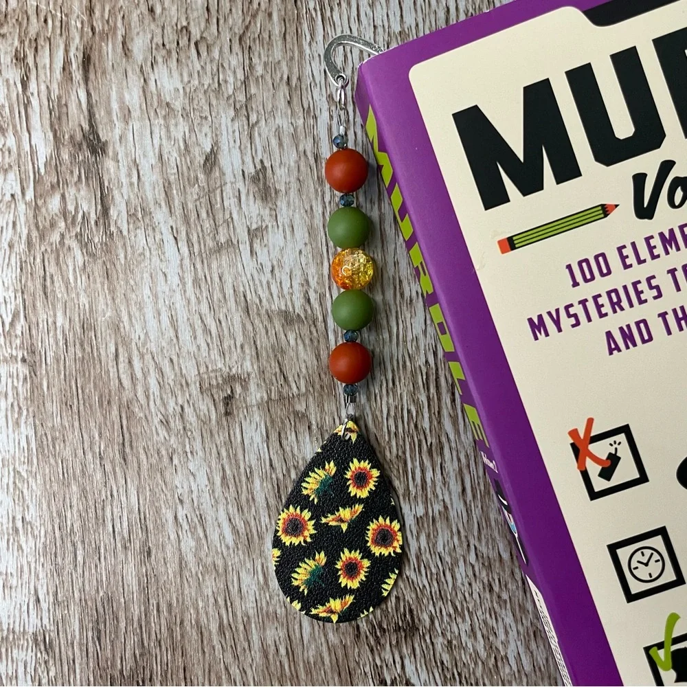 Bookmark Sunflower Handcrafted Artisan Beaded Metal Journal Gift Read Book